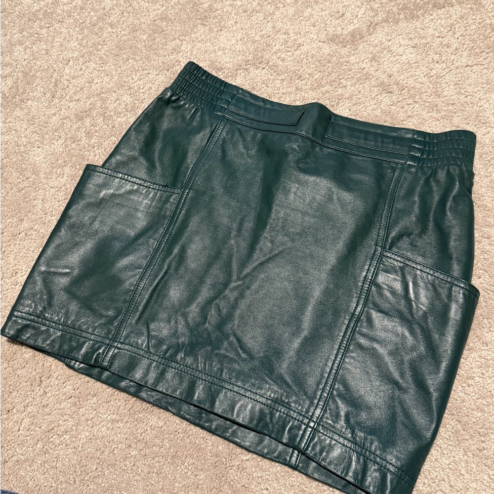 Marc By Marc Jacobs Dark Green Leather Mini Skirt - Picture 1 of 4